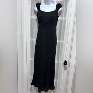 NWT Abercrombie & Fitch Black Chiffon Empire Waist Maxi Dress Medium Bridgerton